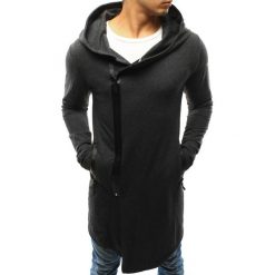 Bluzy męskie: Bluza męska rozpinana z kapturem antracytowa (bx3234)