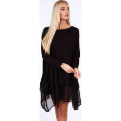 Czarna tunika oversize 4042. Czarne tuniki damskie marki Fasardi, s, bez wzorów, bez kołnierzyka, bez rękawów. Za 94,00 zł.