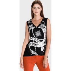Just Cavalli Podkoszulek Czarny. Czarne podkoszulki damskie Just Cavalli, s, z nadrukiem, z elastanu, bez kołnierzyka. Za 1303,95 zł.