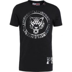 Plein Sport ROUND NECK GAME Tshirt z nadrukiem black/yellow. Czarne koszulki polo męskie Plein Sport, m, z nadrukiem, z elastanu. W wyprzedaży za 647,40 zł.