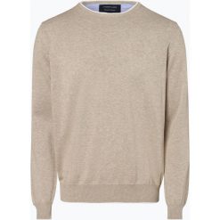 Andrew James - Sweter męski, beżowy. Brązowe swetry klasyczne męskie marki Andrew James, s, prążkowane, z kontrastowym kołnierzykiem. Za 149,95 zł.