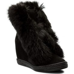 Buty zimowe damskie: Botki ROBERTO – 506/F1 Czarny Welur