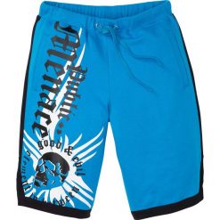 Bermudy dresowe Slim Fit bonprix niebieski. Niebieskie spodenki i szorty męskie bonprix, s, w paski, z dresówki. Za 89,99 zł.