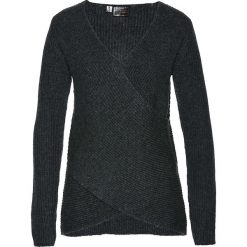 Swetry klasyczne damskie: Sweter z wełny bonprix antracytowy melanż