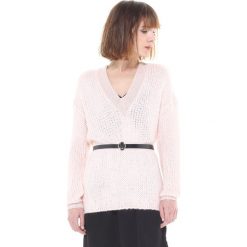 Kardigany damskie: Sweter z dekoltem w serek, gruba dzianina