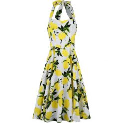 H&R London Lemon Print Swing Dress Sukienka biały. Białe sukienki letnie H&R London, l, z nadrukiem, midi. Za 164,90 zł.