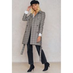 Płaszcze damskie: Trendyol Płaszcz dwurzędowy w kratę – Grey