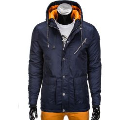 KURTKA MĘSKA PRZEJŚCIOWA PARKA C302 - CIEMNY GRANAT. Czarne kurtki męskie marki Ombre Clothing, s, z poliesteru. Za 99,00 zł.