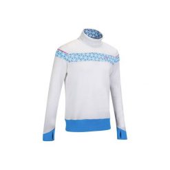 Sweter narciarski MID WARM 100 męski. Białe swetry klasyczne męskie WED'ZE, l, z elastanu, ze stójką. W wyprzedaży za 39,99 zł.