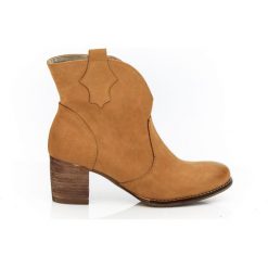 Botki na słupku kowbojki - skóra naturalna - model 503 - kolor camelowy. Szare botki damskie Zapato, na wiosnę, z jeansu, eleganckie, z okrągłym noskiem, bez obcasa, na obcasie, bez zapięcia. Za 399,00 zł.