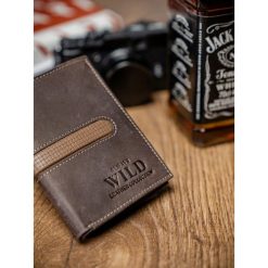 Portfel męski skórzany Always Wild N890-MHDU brązowy - Brąz. Pomarańczowe portfele męskie ALWAYS WILD, bez wzorów, ze skóry. Za 44,99 zł.