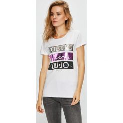 Liu Jo - Top. Szare topy damskie Liu Jo, m, z aplikacjami, z bawełny, z okrągłym kołnierzem. Za 269,90 zł.