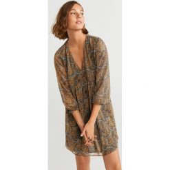 Mango - Sukienka Boho. Pomarańczowe sukienki damskie Mango, na co dzień, s, bez wzorów, z poliesteru, casualowe, bez kołnierzyka, bez rękawów, rozkloszowane. Za 159,90 zł.