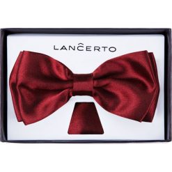 Mucha Bordowa. Czerwone muszki męskie marki LANCERTO, z dzianiny, eleganckie. Za 79,90 zł.