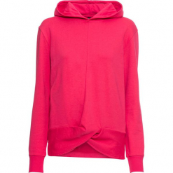 Bluza z efektem przewiązania bonprix różowy hibiskus. Czerwone bluzy z kapturem damskie bonprix. Za 74,99 zł.