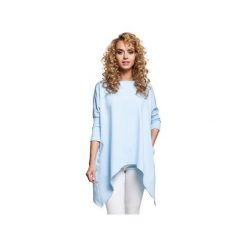 M289 Asymetryczna peleryna błękitna. Niebieskie bluzy damskie Moe, xl, bez wzorów, z elastanu, z długim rękawem, długie, bez kaptura. Za 135,00 zł.