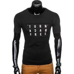 T-shirty męskie: T-SHIRT MĘSKI Z NADRUKIEM S975 - CZARNY