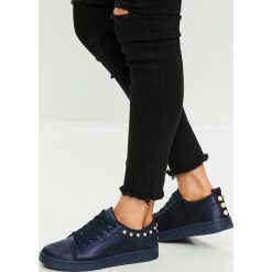 Missguided - Tenisówki. Niebieskie tenisówki damskie marki Missguided, z gumy, na sznurówki. W wyprzedaży za 89,90 zł.