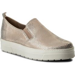 Półbuty CAPRICE - 9-24651-20 Rosegold Repti 569. Żółte półbuty damskie Caprice, bez wzorów, z zamszu, bez obcasa, na koturnie, bez zapięcia. W wyprzedaży za 199,00 zł.