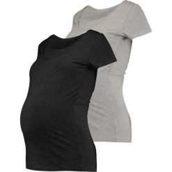 T-shirty damskie: MAMALICIOUS MLLEA 2 PACK Tshirt basic black/light grey melange