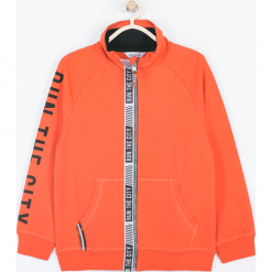 Bluza. Pomarańczowe bluzy chłopięce marki RUN THE CITY, z długim rękawem, długie. Za 89,90 zł.