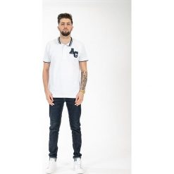 Koszulka polo w kolorze białym. Białe koszulki męskie American College, s, z aplikacjami, z bawełny, polo, bez rękawów. W wyprzedaży za 72,95 zł.
