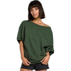 BIANCA Bluza z kimonowymi rękawami - militarno zielona. Żółte bluzy damskie marki BE, s, bez wzorów, z jeansu, bez rękawów, bez kaptura. Za 139,00 zł.