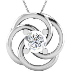 Naszyjniki damskie: Srebrny naszyjnik z diamentem – dł. 40 cm
