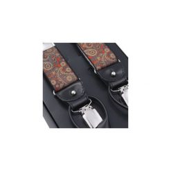 Czerwono - brązowe szelki we wzór paisley na żabki i na guziki G44. Czerwone szelki męskie Modini Moda Męska. Za 99,00 zł.