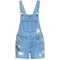 Krótkie ogrodniczki dżinsowe bonprix niebieski "bleached". Niebieskie jeansy damskie bonprix, z jeansu. Za 129,99 zł.