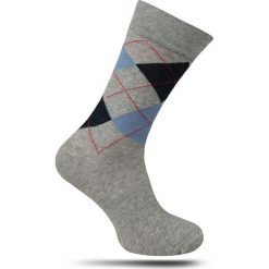 Szare Bawełniane Skarpetki Męskie -Chattier- w Romby, Wzór Geometryczny SKCH0083casual. Szare skarpetki męskie Chattier, bez wzorów, z bawełny. Za 12,90 zł.