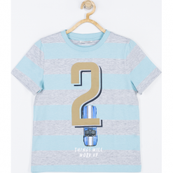 Koszulka. Szare t-shirty chłopięce AWESOME, z aplikacjami, z elastanu, z krótkim rękawem. Za 39,90 zł.