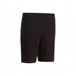 Spodenki Regular Gym & Pilates FIT+ 500 damskie. Czarne bermudy damskie DOMYOS, z bawełny. Za 29,99 zł.