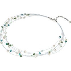 Naszyjniki damskie: Naszyjnik z perłami słodkowodnymi i kryształkami Swarovski – dł. 43 cm