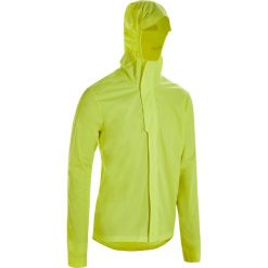 Kurtka Przeciwdeszczowa 100 Na Rower Miejski Męska. Zielone kurtki męskie B'TWIN, xl, bez wzorów, z poliesteru, bez kaptura. Za 129,99 zł.