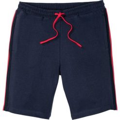 Bermudy dresowe bonprix ciemnoniebieski. Niebieskie spodenki i szorty męskie bonprix, xl, w paski, z dresówki. Za 49,99 zł.