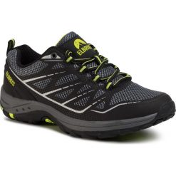 Trekkingi ELBRUS - Tovon Dark Grey/Black/Lime Punch. Szare trapery męskie ELBRUS, z tworzywa sztucznego, bez zapięcia. W wyprzedaży za 229,00 zł.