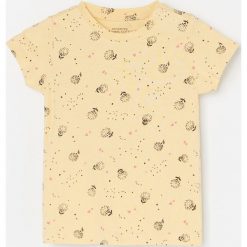 Bawełniany t-shirt z kwiatowym nadrukiem - Beżowy. Brązowe t-shirty damskie Reserved, z nadrukiem, z bawełny, bez kołnierzyka. W wyprzedaży za 14,99 zł.