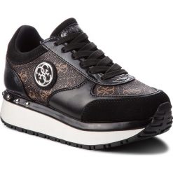 Sneakersy GUESS - FLTIF3 PEL12 BROWN. Czarne sneakersy damskie Guess, z materiału. Za 499,00 zł.