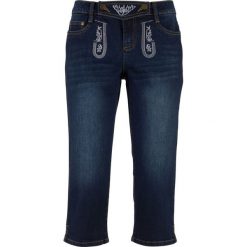 Dżinsy ludowe z haftem, dł. 3/4 bonprix ciemny denim. Jeansy damskie bonprix. Za 79,99 zł.