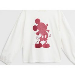 Mango Kids - Longsleeve dziecięcy Mglit 110-164 cm. Białe bluzki dziewczęce Mango Kids, z nadrukiem, z bawełny, z okrągłym kołnierzem, z krótkim rękawem, krótkie, bez kaptura. Za 59,99 zł.