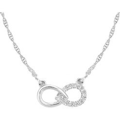Złoty naszyjnik z diamentowym elementem ozdobnym - dł. 42 cm. Szare naszyjniki damskie REVONI, z diamentem, złote. W wyprzedaży za 519,95 zł.
