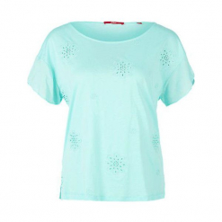S.Oliver T-Shirt Damski 36 Turkusowy. Niebieskie koszulki damskie marki S.Oliver, na co dzień, s, z nadrukiem, z materiału. W wyprzedaży za 93,00 zł.