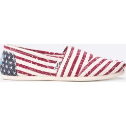 Toms - Espadryle CANVAS FLAG WOMENS ALPARGATA. Brązowe espadryle damskie Toms, bez wzorów, z materiału, bez obcasa. W wyprzedaży za 99,90 zł.