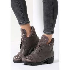 Szare Botki Exquisite Princess. Szare botki damskie lity marki other, z materiału, z okrągłym noskiem, na sznurówki. Za 74,99 zł.