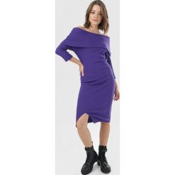 Fioletowa Sukienka Morael. Fioletowe sukienki damskie Born2be, s, bez wzorów, z dzianiny, bez kołnierzyka, bez rękawów. Za 79,99 zł.