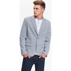 Marynarka męska z dzianiny strukturalnej o regularnym kroju. Szare marynarki męskie Top Secret, m, bez wzorów, z jeansu, eleganckie. Za 139,99 zł.