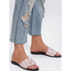 Różowe Klapki Ostrich. Różowe klapki damskie Renee, bez wzorów, bez obcasa. Za 59,99 zł.