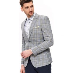 Marynarka w kratę taliowana. Szare marynarki męskie Top Secret, na lato, m, bez wzorów, z tkaniny, eleganckie. W wyprzedaży za 119,99 zł.