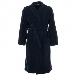 Calvin Klein męski szlafrok L-XL ciemny niebieski. Niebieskie szlafroki męskie Calvin Klein, xl, bez wzorów, bez rękawów, bez kaptura. Za 499,00 zł.